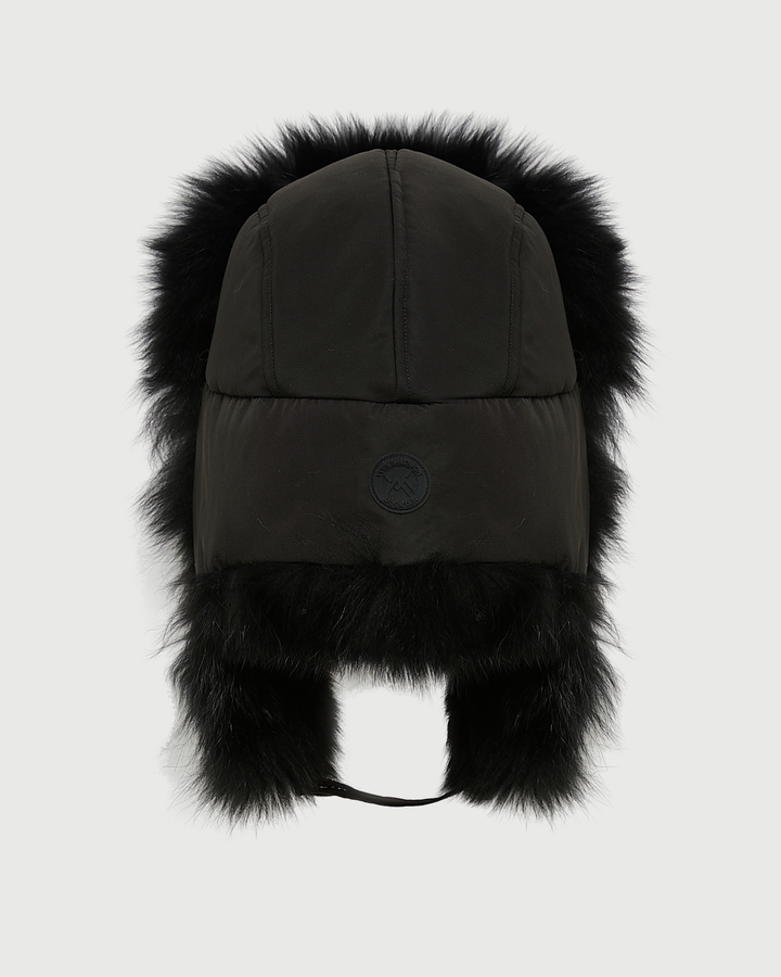 Chapka en tissu technique imperméable et fourrure de renard- Yves Salomon - Nouvelle collection Automne Hiver