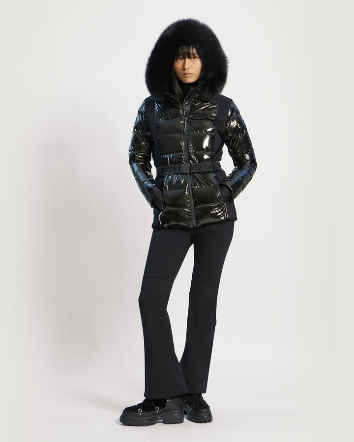 veste-skiwear-ceinturee-en-mix-de-tissus-garniture-renard-noir-24wkv00464t20gb2913 -Yves Salomon