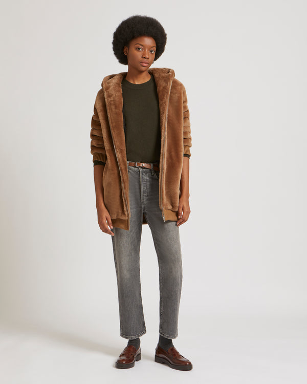 Manteau à capuche en mérinos