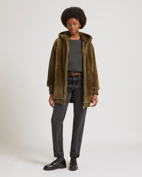 Manteau à capuche en mérinos