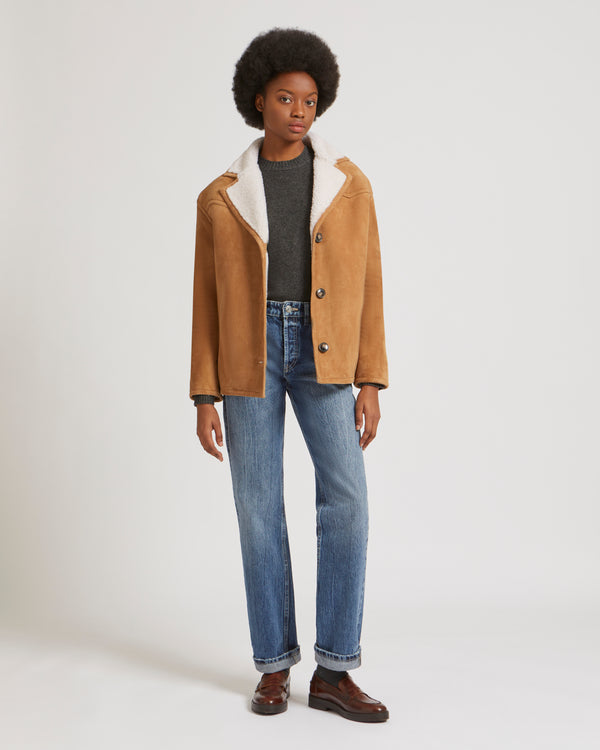 Veste en mérinos suede bouclé