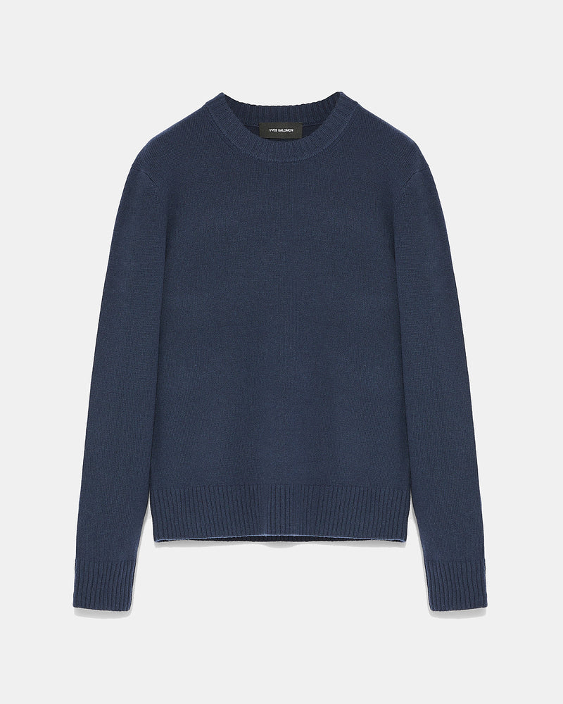 Pull crew neck en maille laine-cachemire-Yves Salomon - Soldes d'hiver - Winter Sale
