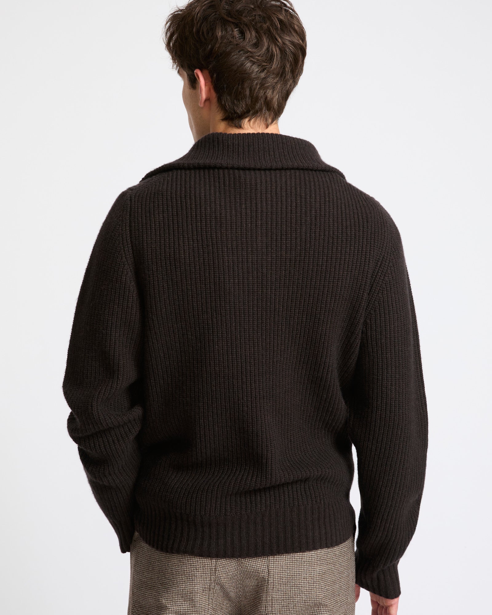 Pull zippé à col camionneur en lainage cachemire- Yves Salomon - Nouvelle collection Automne Hiver