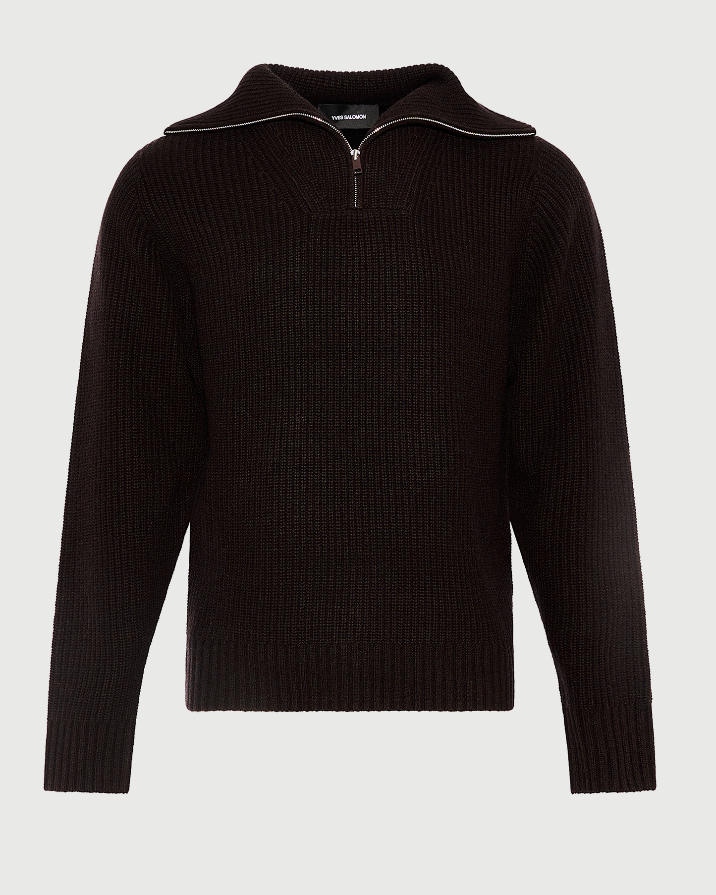 Pull zippé à col camionneur en lainage cachemire- Yves Salomon - Nouvelle collection Automne Hiver