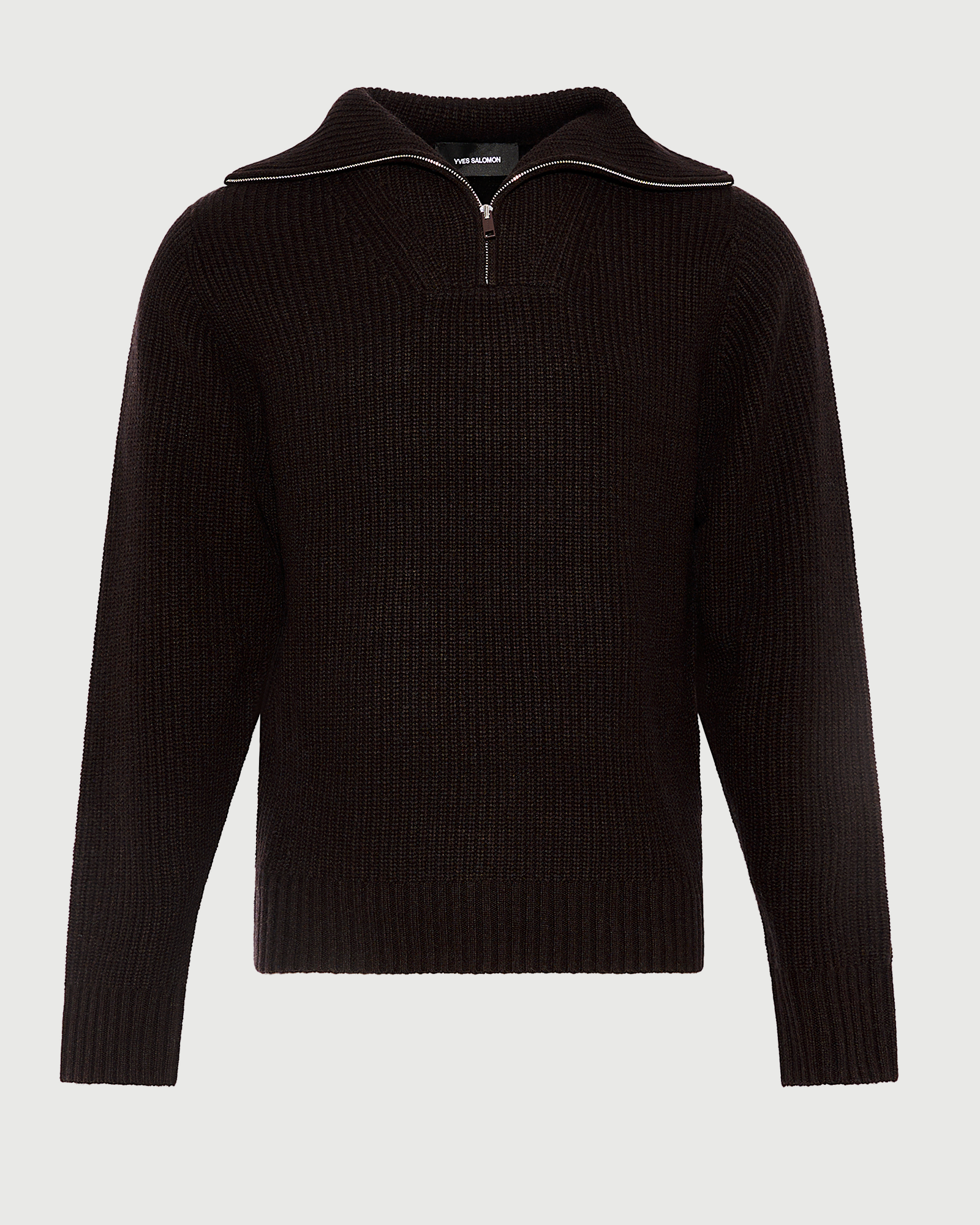 Pull zippé à col camionneur en lainage cachemire- Yves Salomon - Nouvelle collection Automne Hiver