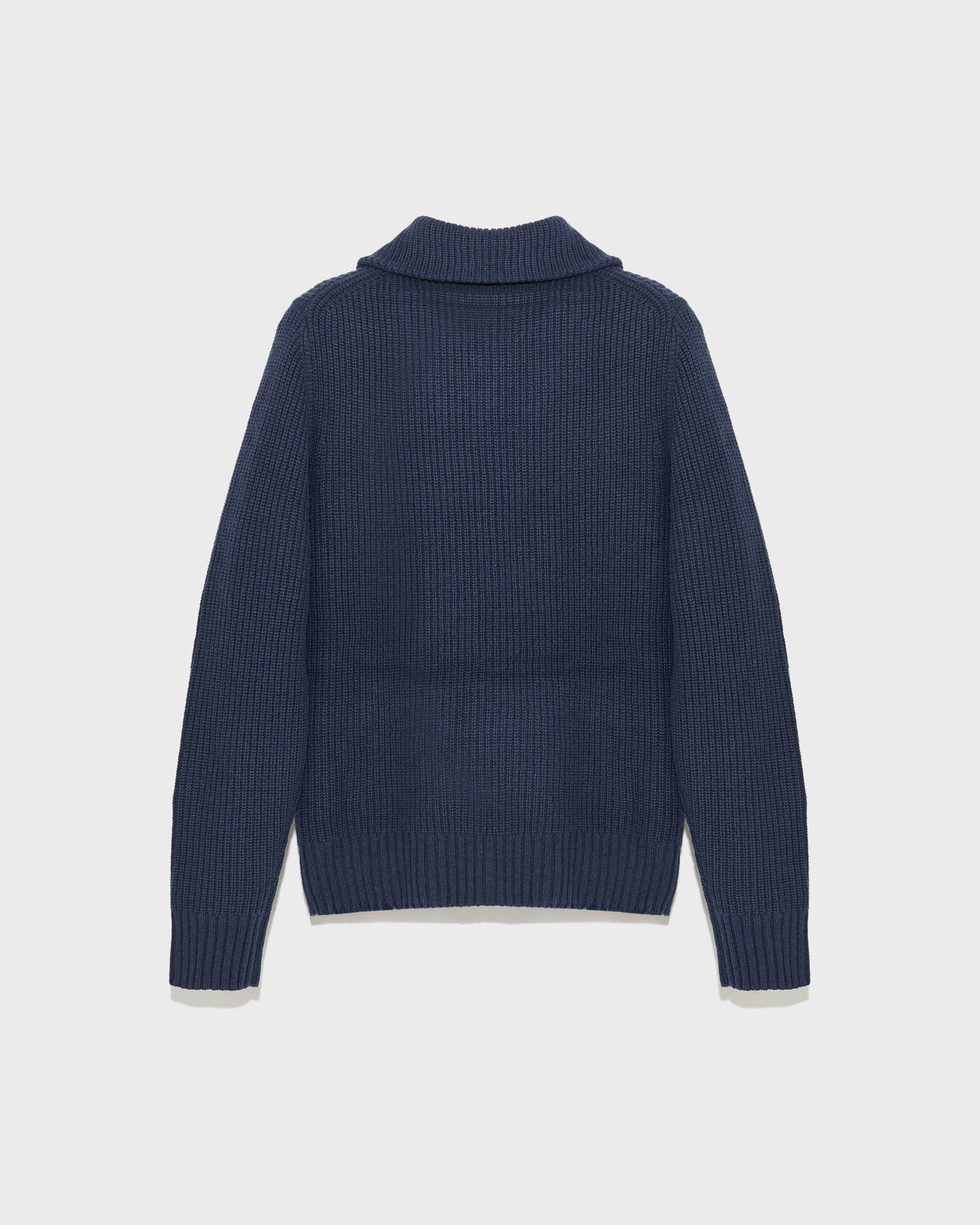 Zip-front cashmere wool sweater trucker collar