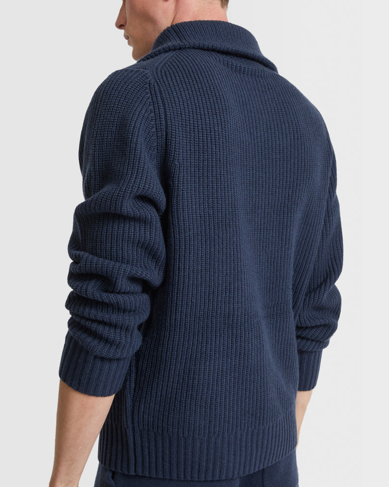 Pull zippé à col camionneur en lainage cachemire