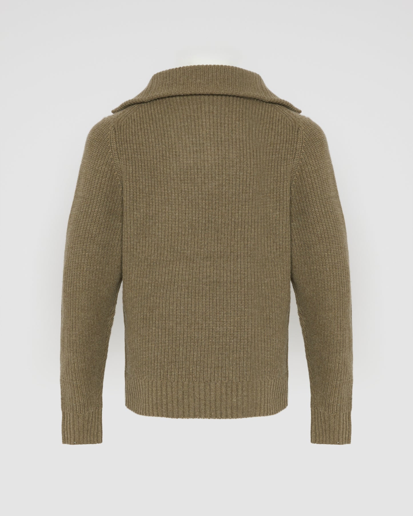 Zip-front cashmere wool sweater trucker collar