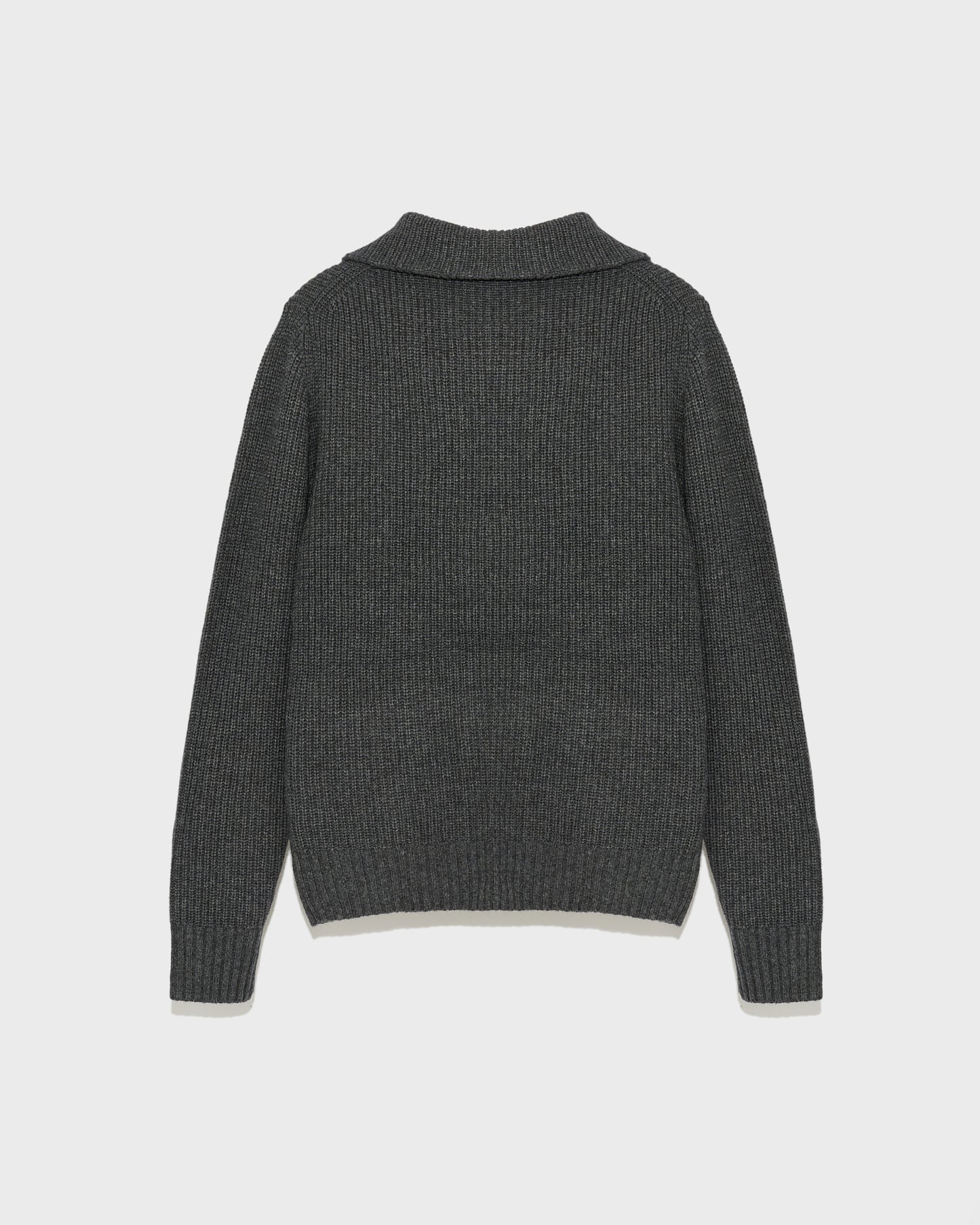 Zip-front cashmere wool sweater trucker collar
