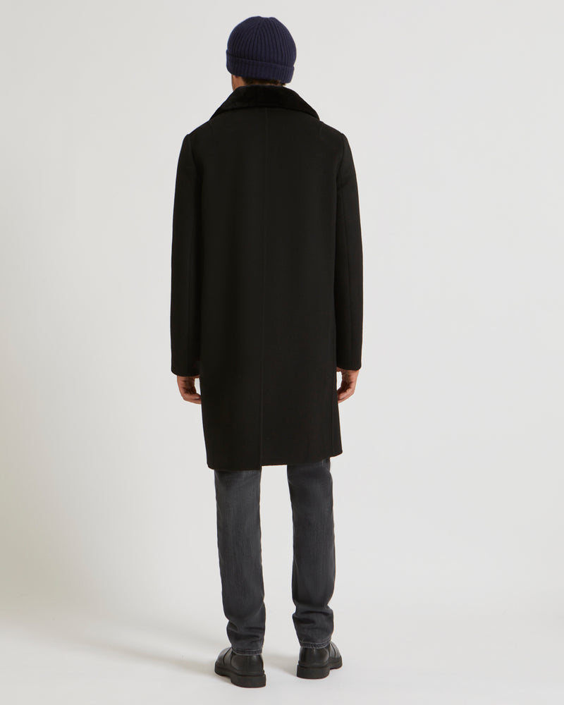 Double-Sided Wool-Cashmere Fabric Coat With Mink Collar