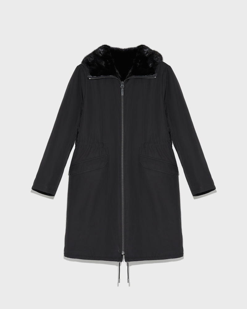 Parka en tissu technique réversible vison