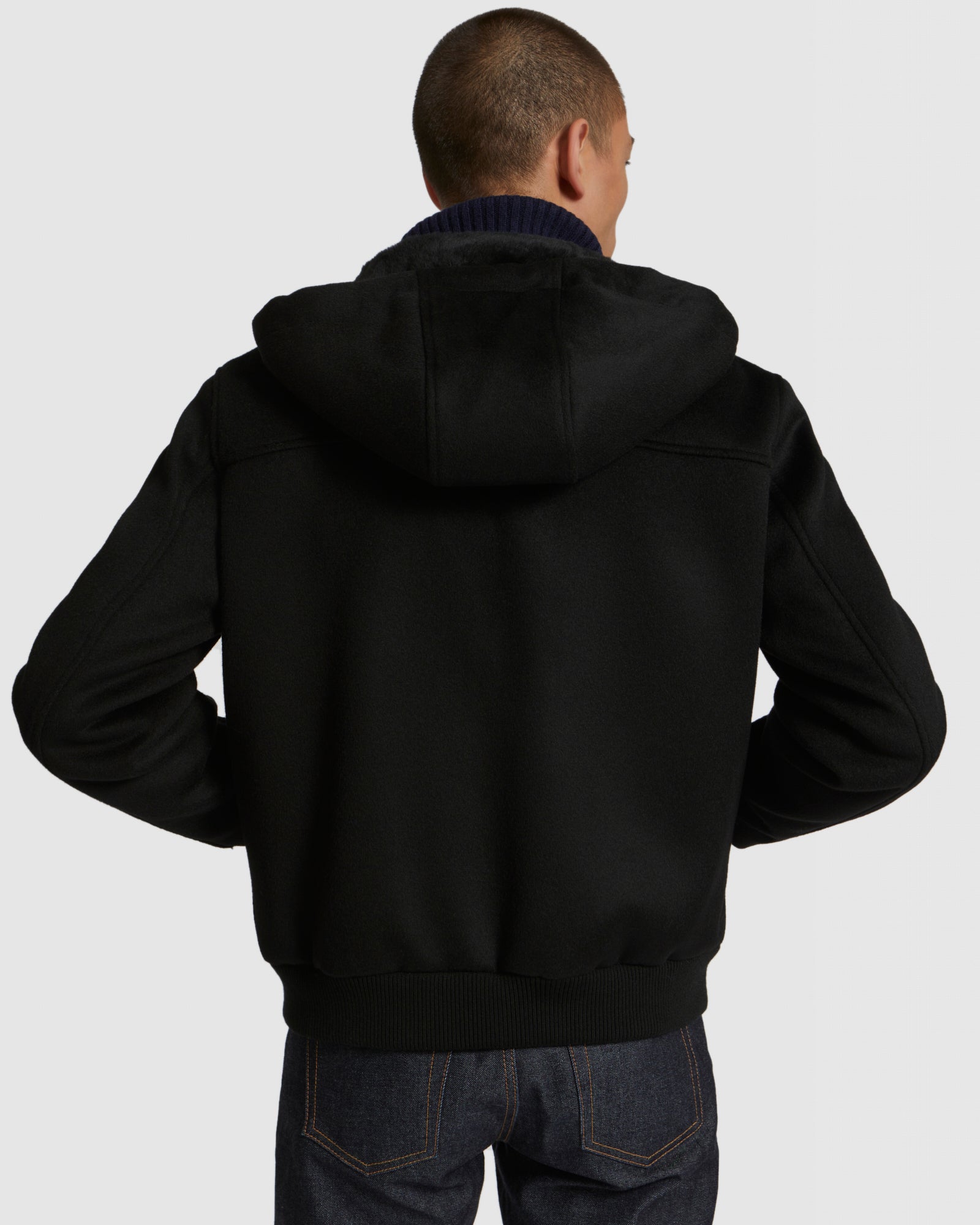 Wool-Cashmere Fabric Hoodie With Shearling Lining - Yves Salomon