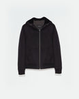 Hoodie double face en lainage cachemire et peau lainée
