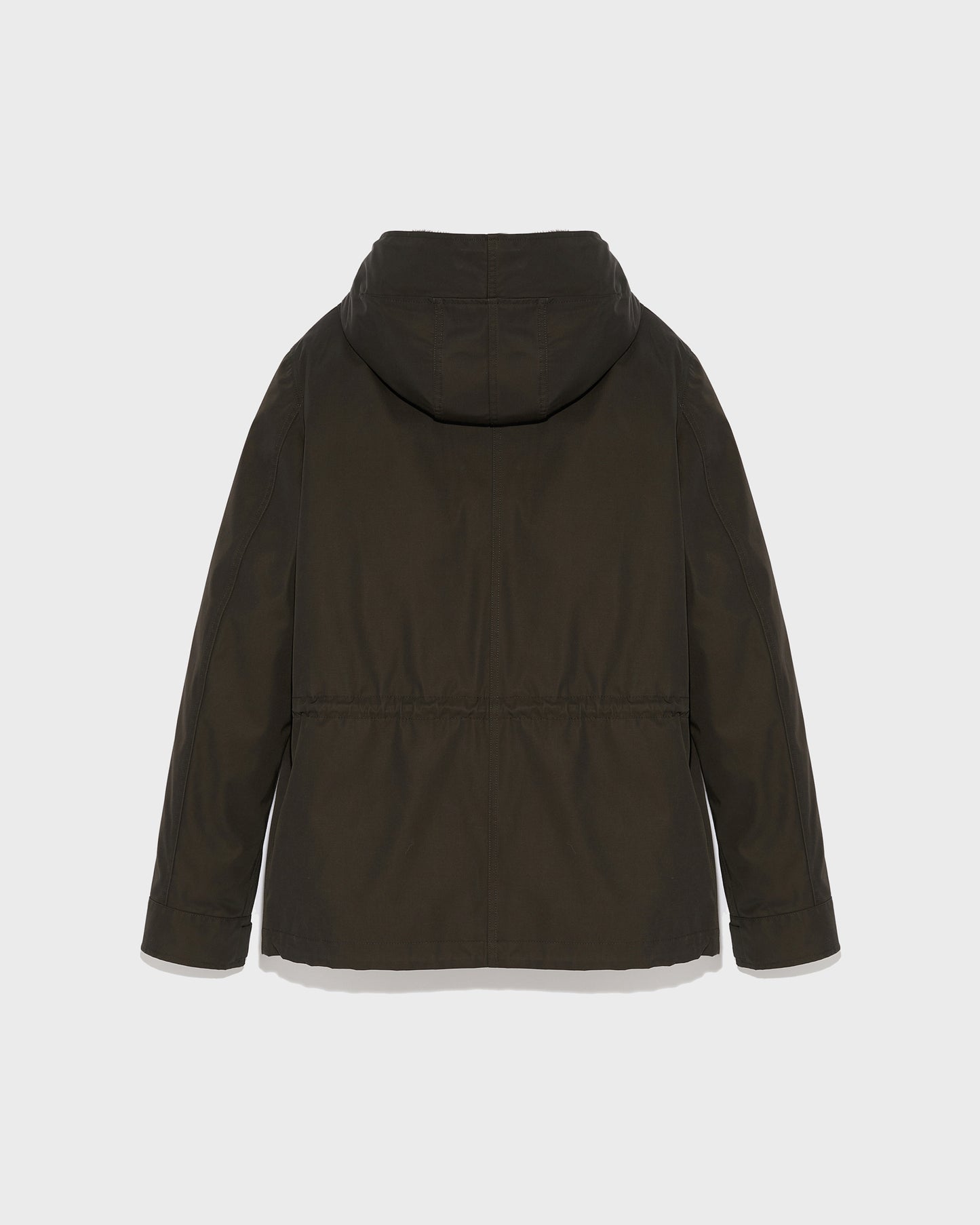Parka fittée en gabardine technique imperméable et fourrure de vison