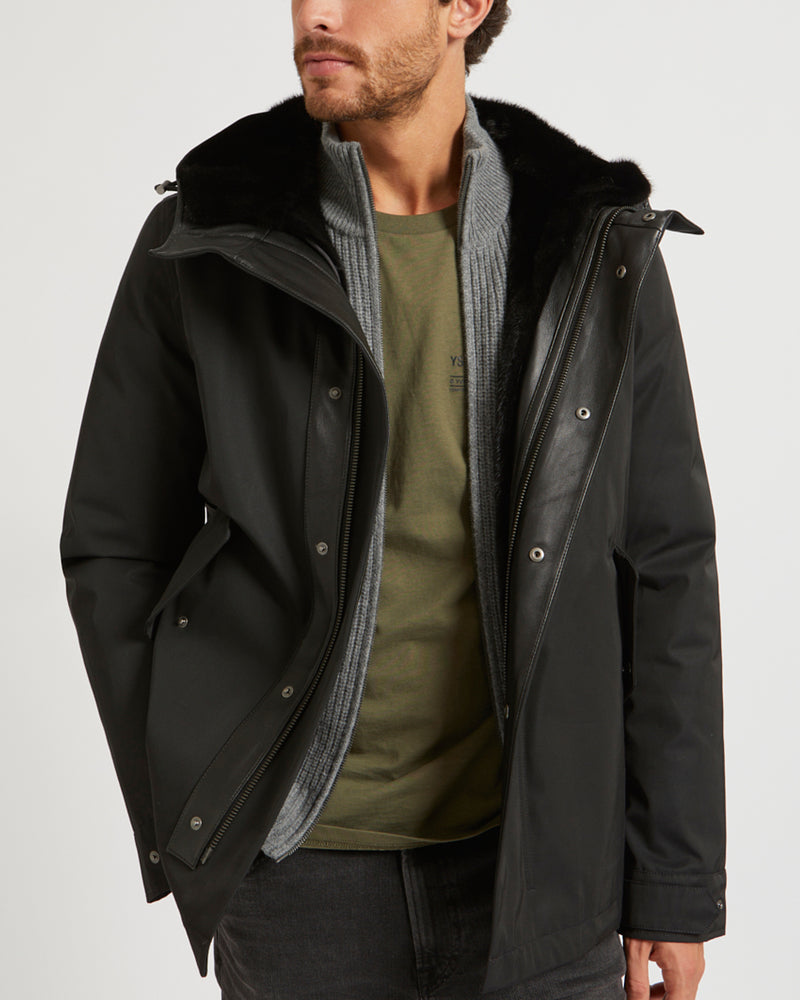 Fitted Parka In Technical Gabardine And Mink