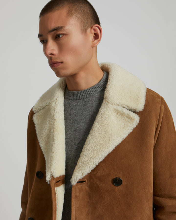 Caban en peau lainée-Yves Salomon - Soldes d'hiver - Winter Sale