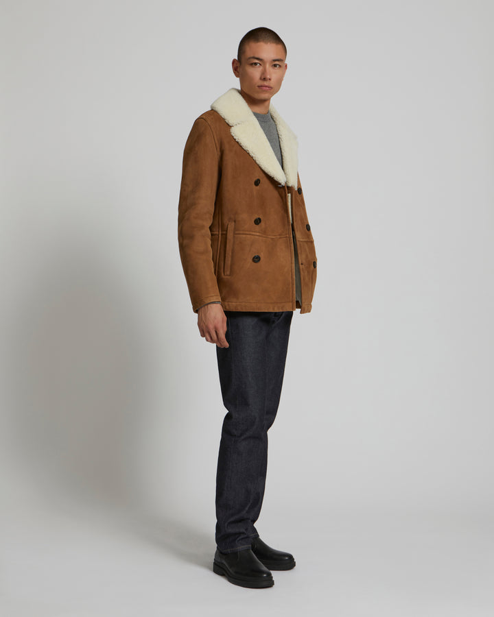 Caban en peau lainée-Yves Salomon - Soldes d'hiver - Winter Sale