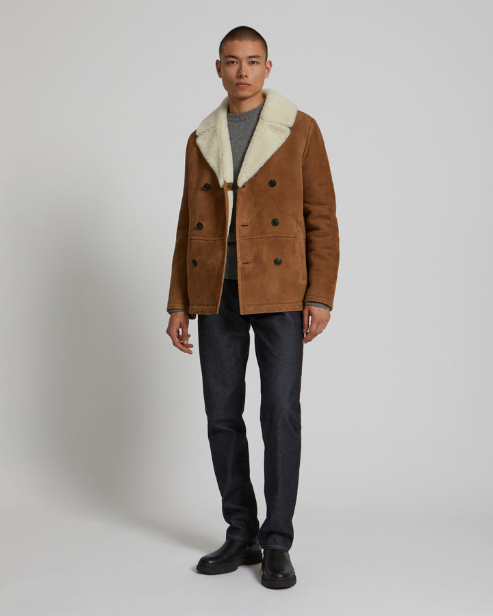 Caban en peau lainée-Yves Salomon - Soldes d'hiver - Winter Sale