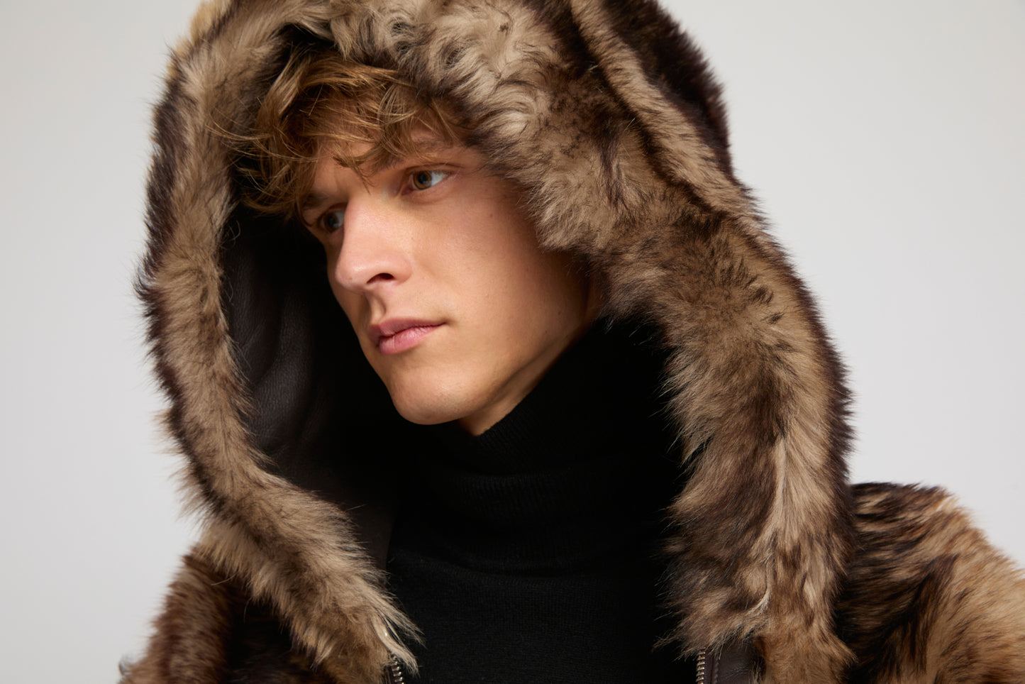 Hoodie réversible en peau lainée d'agneau de Toscane