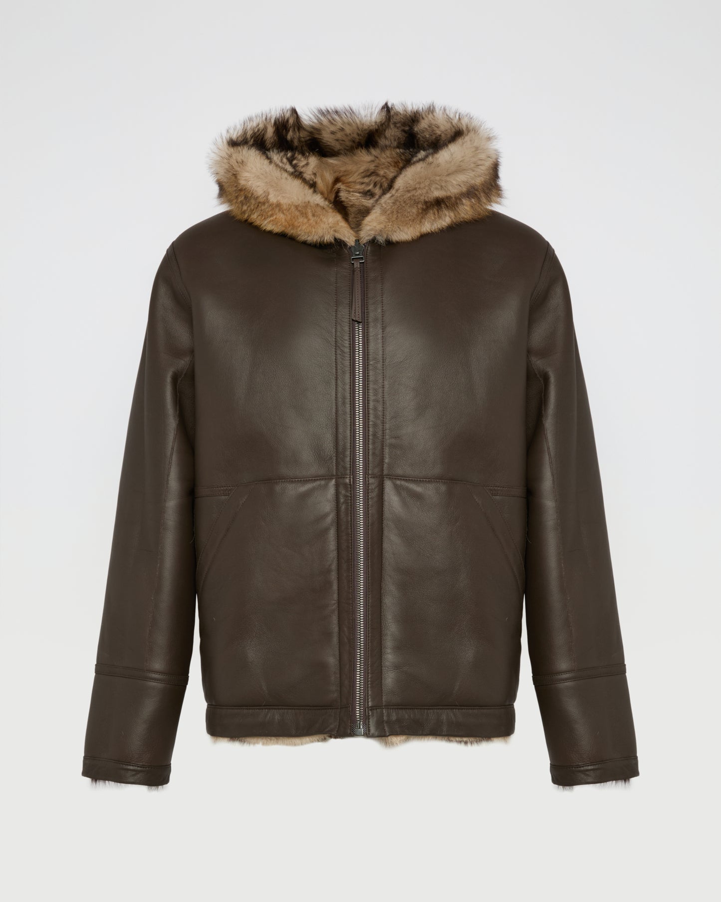 Hoodie réversible en peau lainée d'agneau de Toscane
