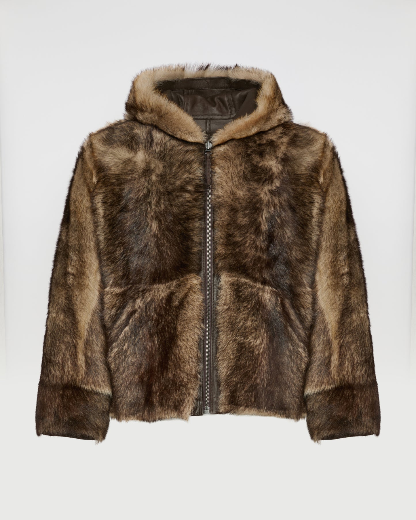 Hoodie réversible en peau lainée d'agneau de Toscane