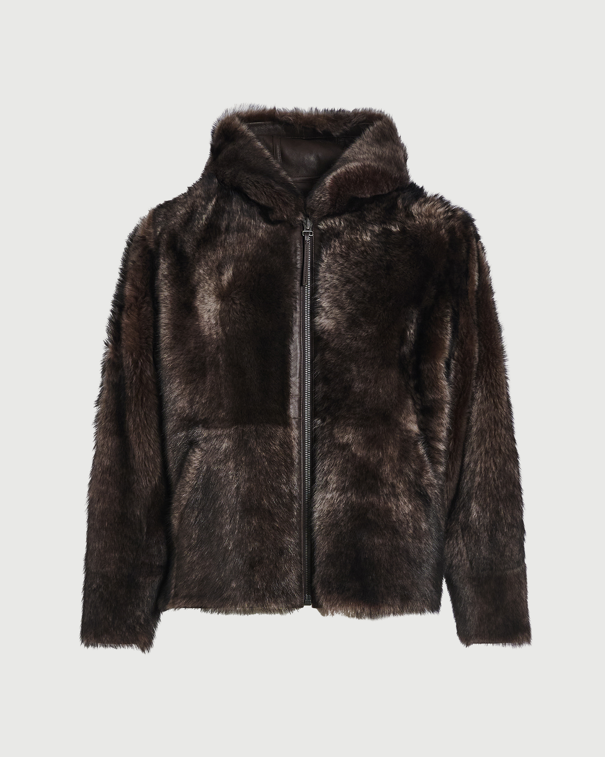 Hoodie réversible en peau lainée d'agneau de Toscane- Yves Salomon - Nouvelle collection Automne Hiver