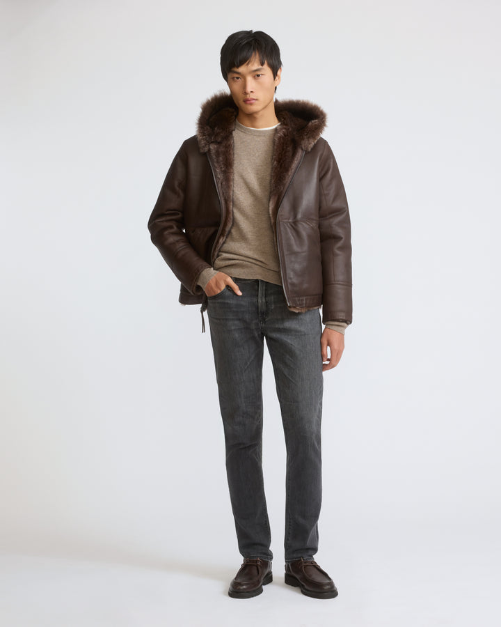 Hoodie réversible en peau lainée d'agneau de Toscane - Yves Salomon - Nouvelle collection Automne Hiver