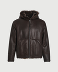 Hoodie réversible en peau lainée d'agneau de Toscane