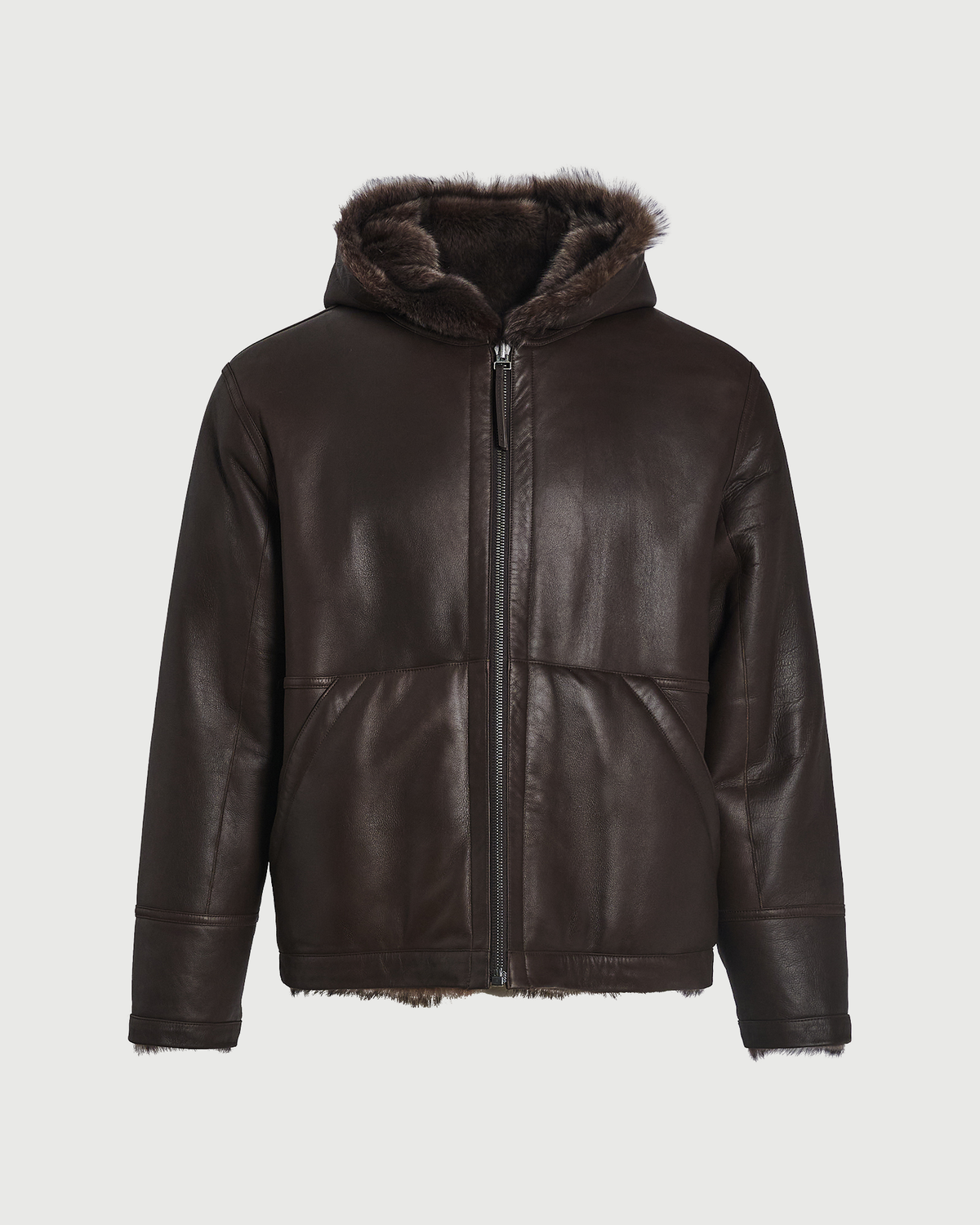 Hoodie réversible en peau lainée d'agneau de Toscane- Yves Salomon - Nouvelle collection Automne Hiver