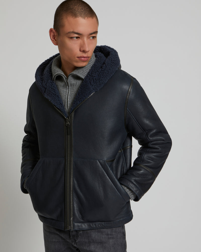 Hoodie en peau lainée réversible