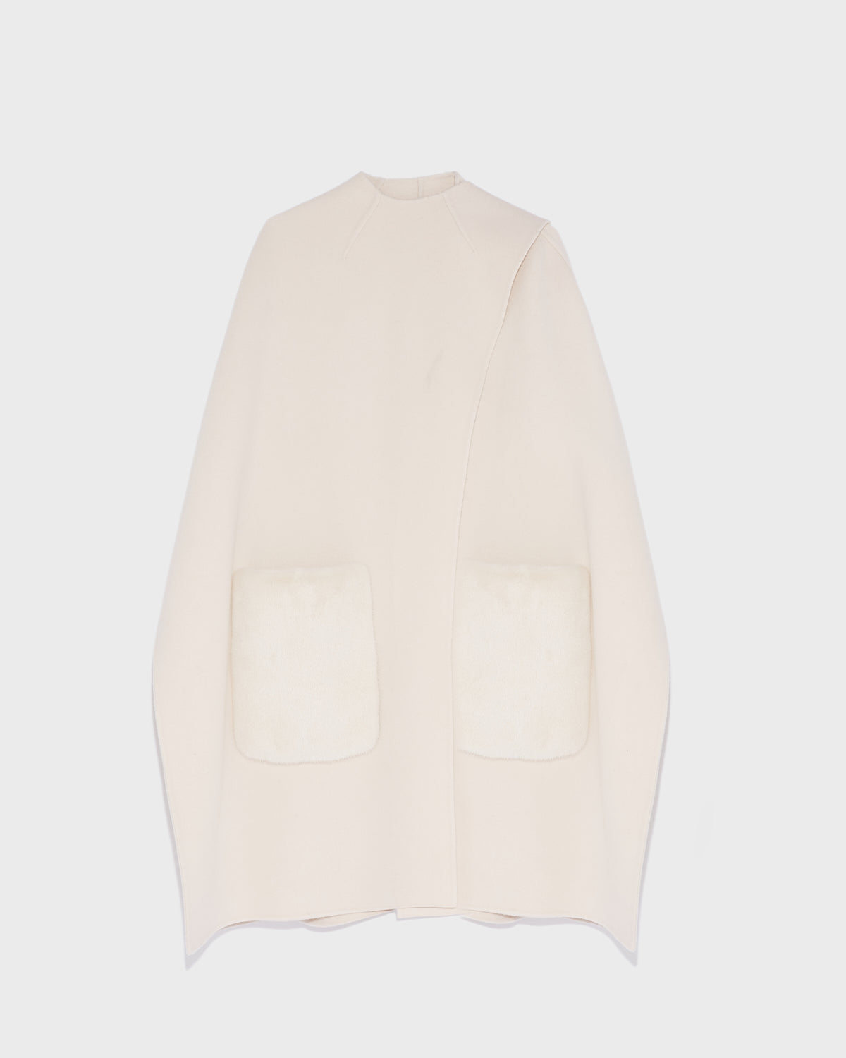 Cashmere wool cape with mink fur - beige - Private sale – Yves Salomon