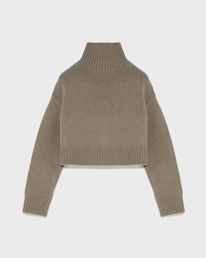 Cropped cashmere wool knit jumper