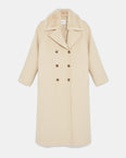 Long double-faced cashmere wool coat with mink fur collar
