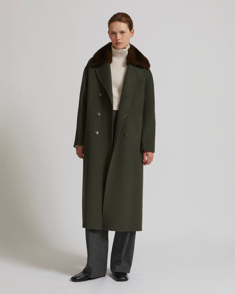 Manteau en lainage cachemire avec col en vison