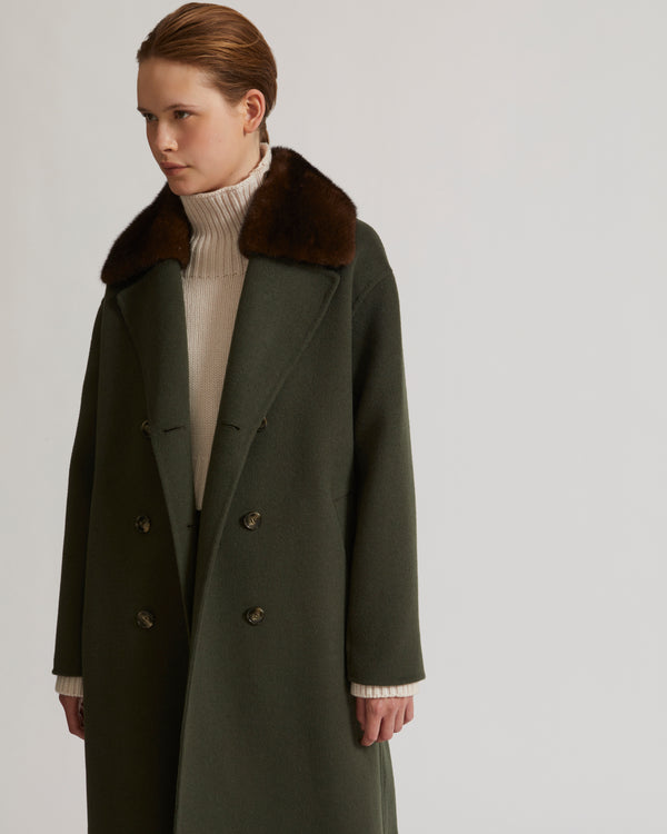 Manteau en lainage cachemire avec col en vison