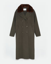 Manteau en lainage cachemire avec col en vison