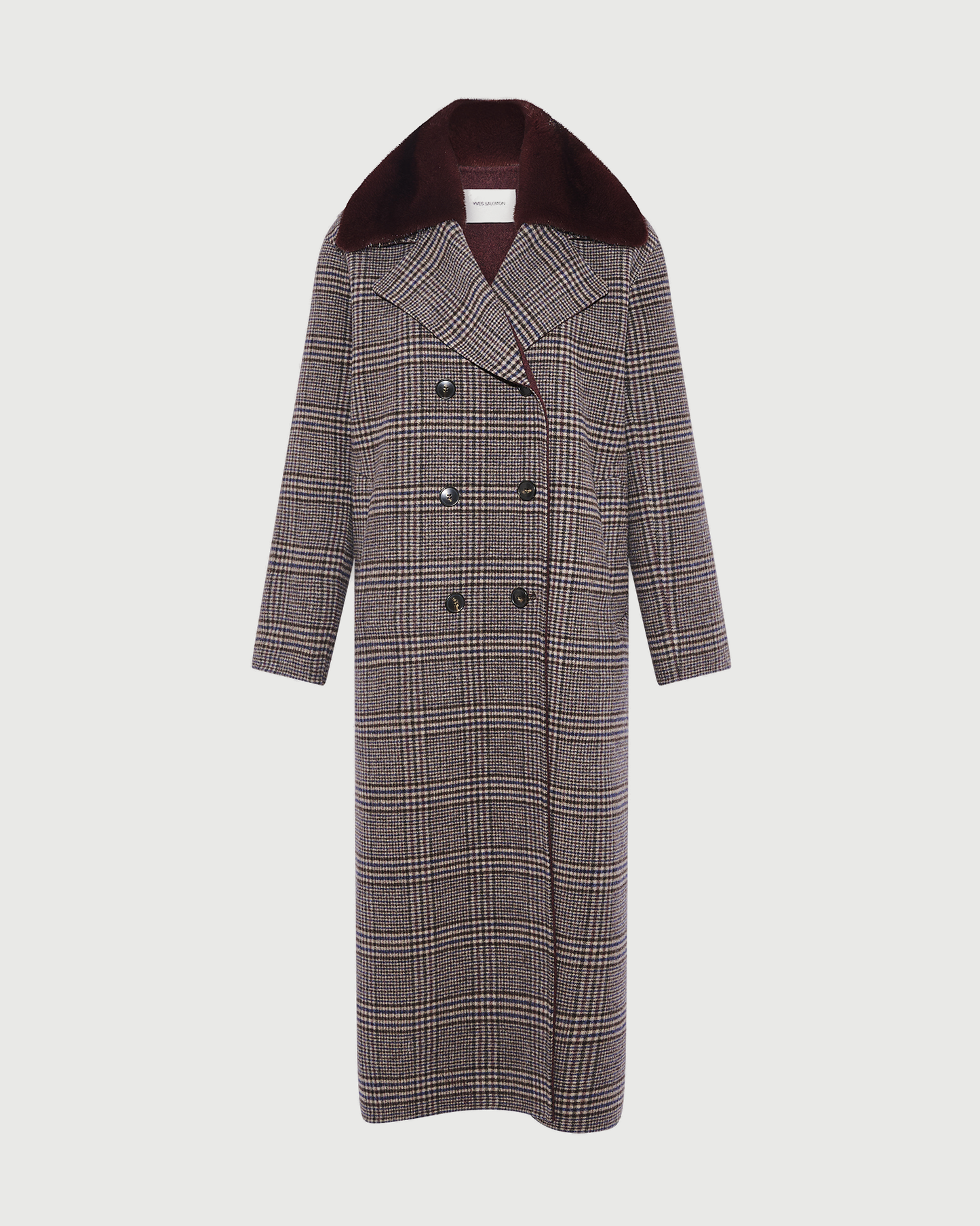 CARRY OVER : Manteau long en lainage cachemire avec col en fourrure de vison- Yves Salomon - Nouvelle collection Automne Hiver