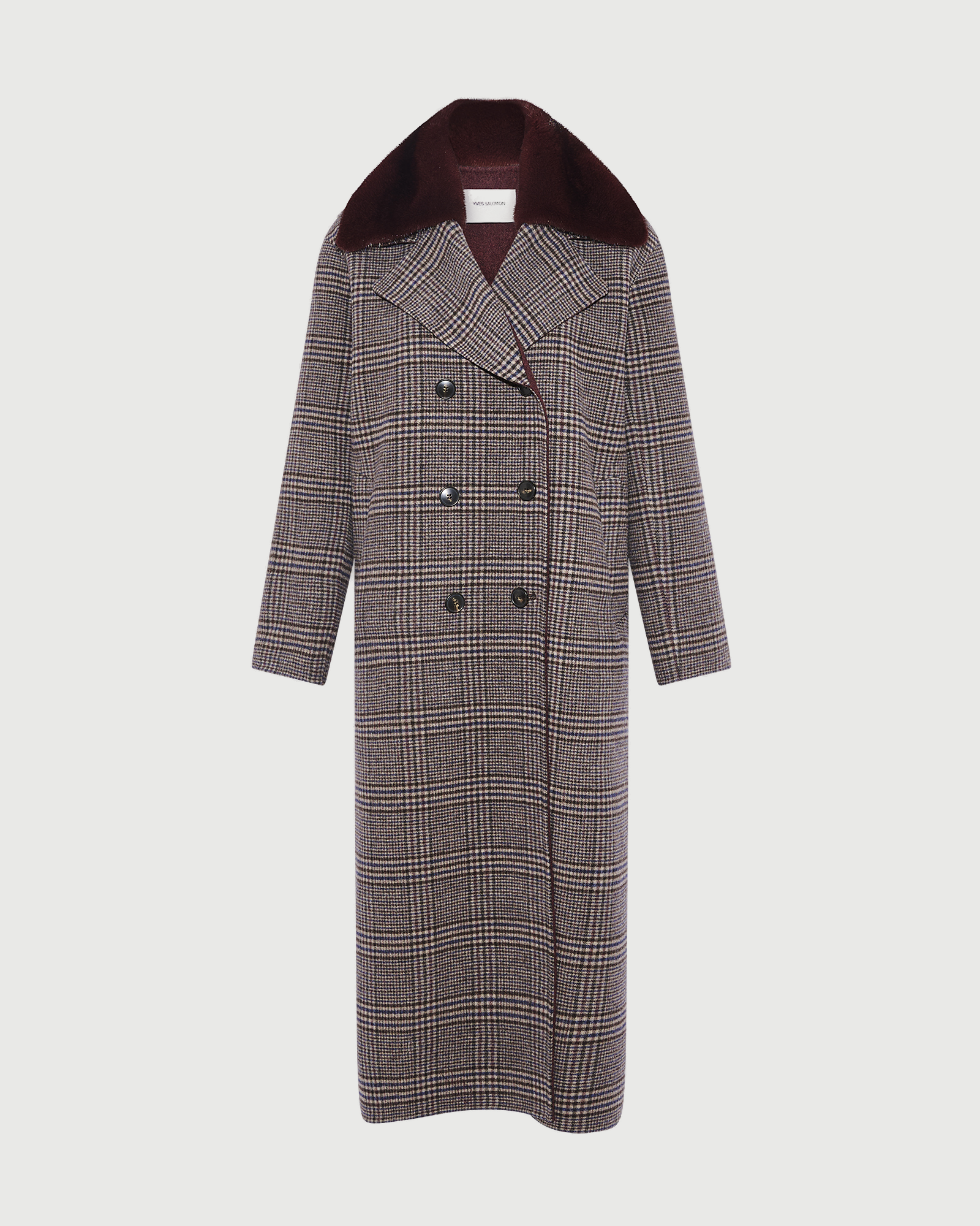 CARRY OVER : Manteau long en lainage cachemire avec col en fourrure de vison- Yves Salomon - Nouvelle collection Automne Hiver