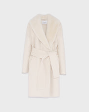 Manteau en lainage cachemire avec col et parementure en fourrure de vison
