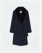 Manteau en lainage cachemire avec col et fourrure de vison