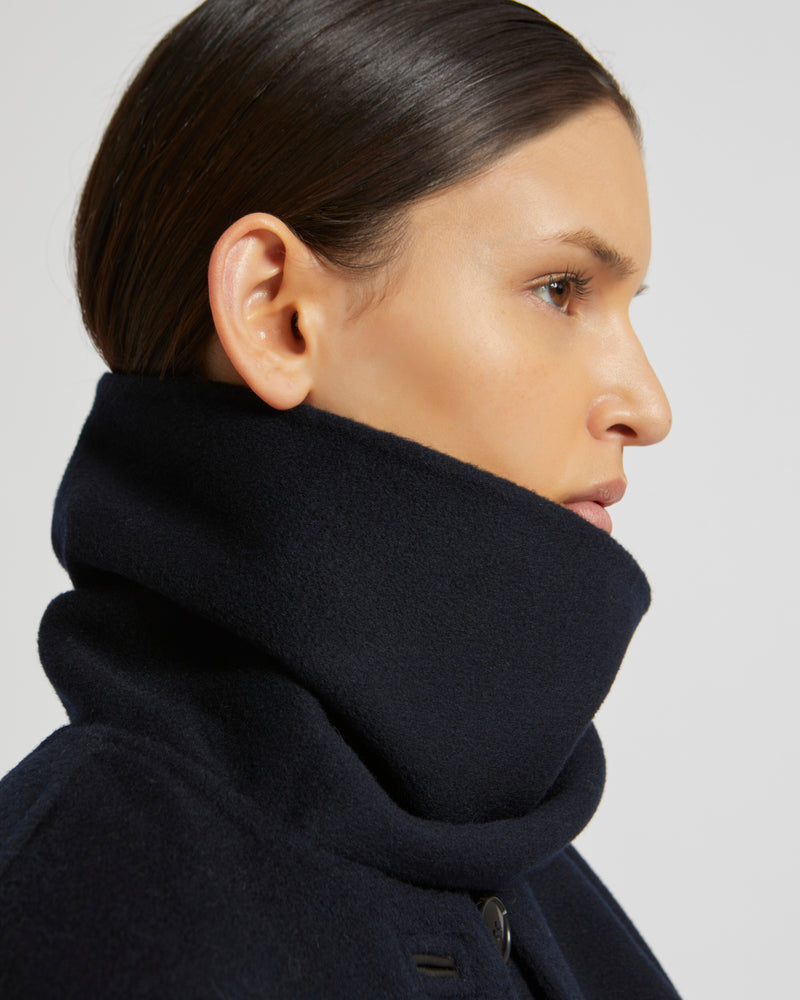 Cashmere wool coat with integrated scarf