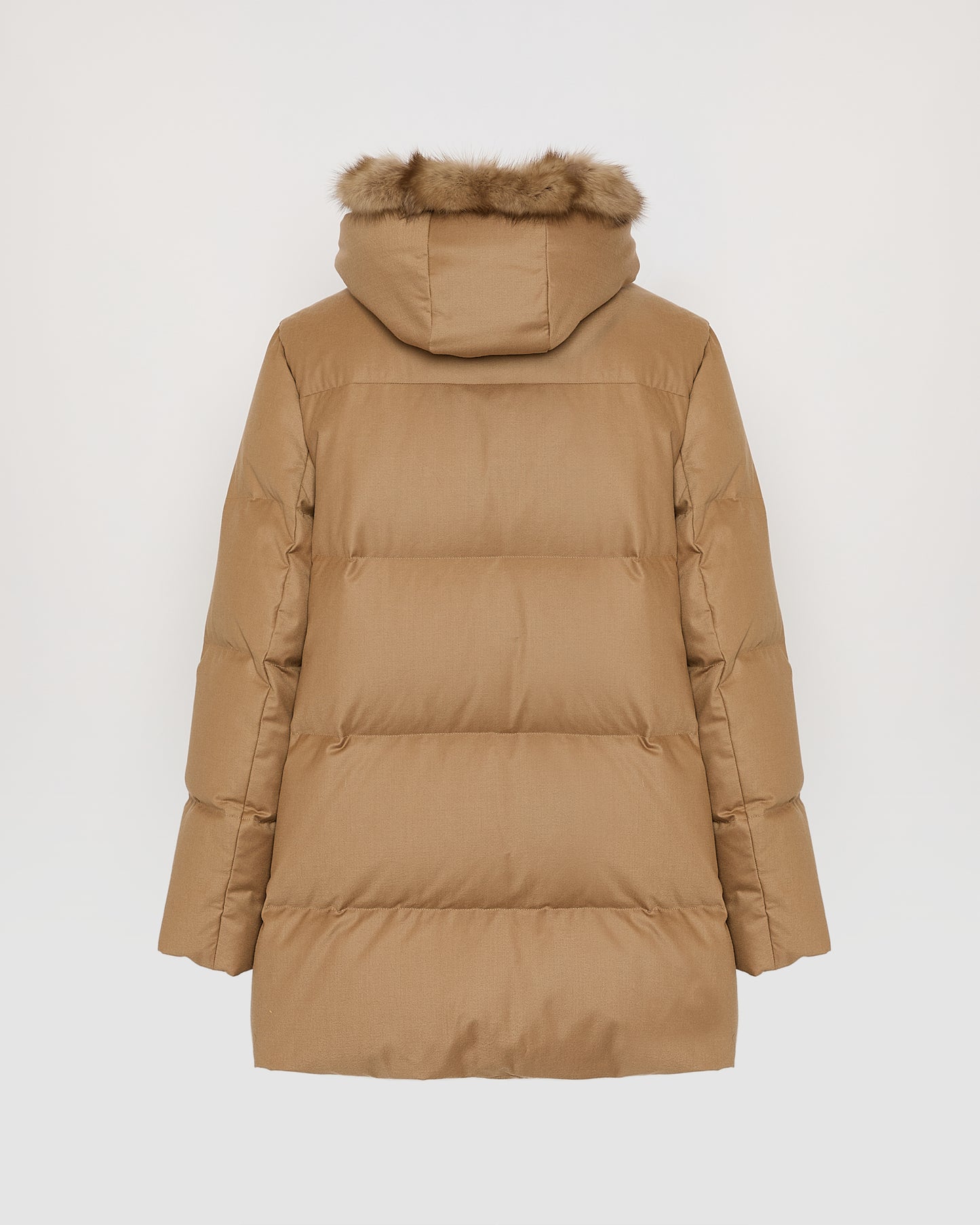Doudoune en flanelle avec plastron amovible en fourrure de zibeline