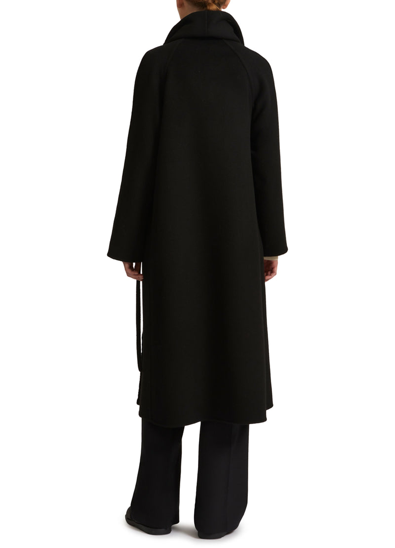 Manteau long en lainage cachemire avec col et parementure en vison