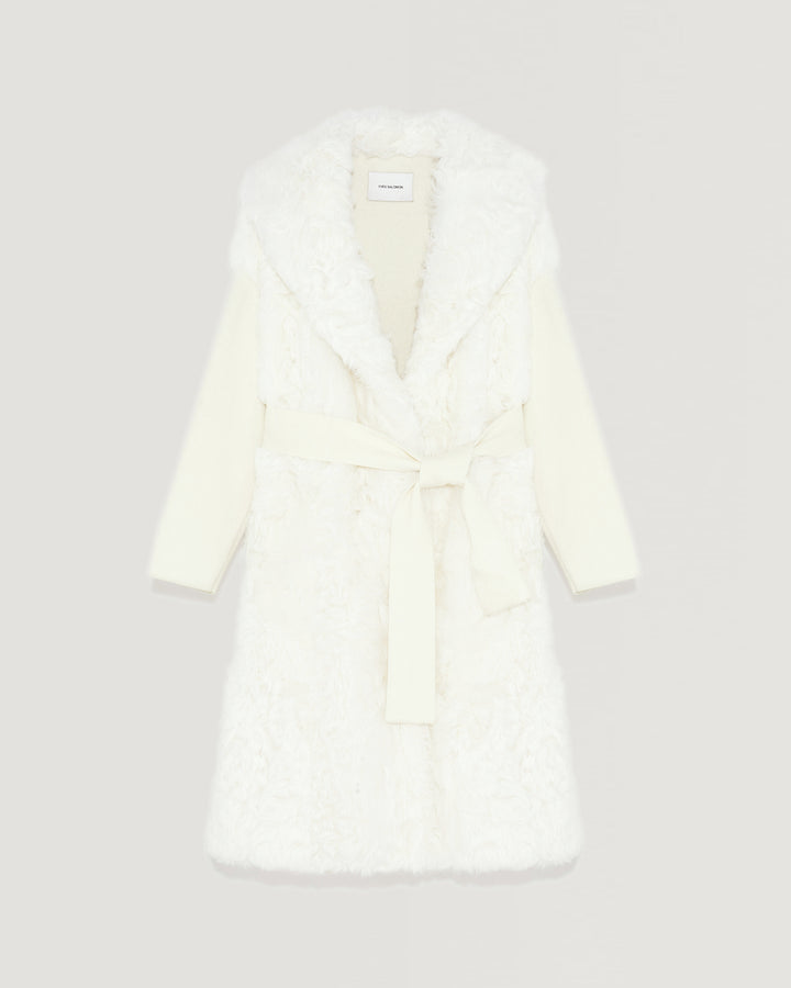 Black Friday 2025 - Yves Salomon - Cardigan long en maille et agneau