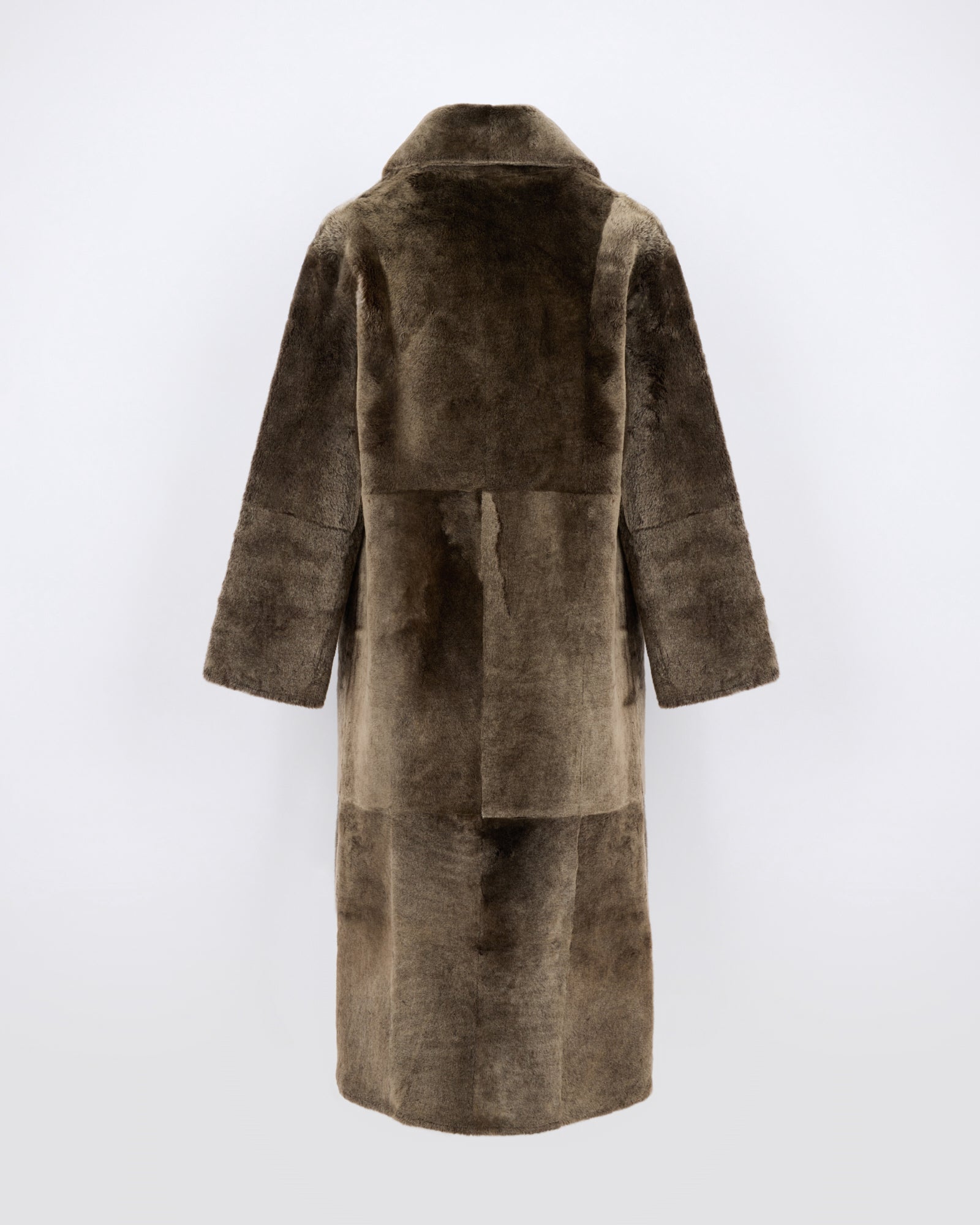 Manteau long à double boutonnage en peau lainée - Yves Salomon - Nouvelle collection Automne Hiver