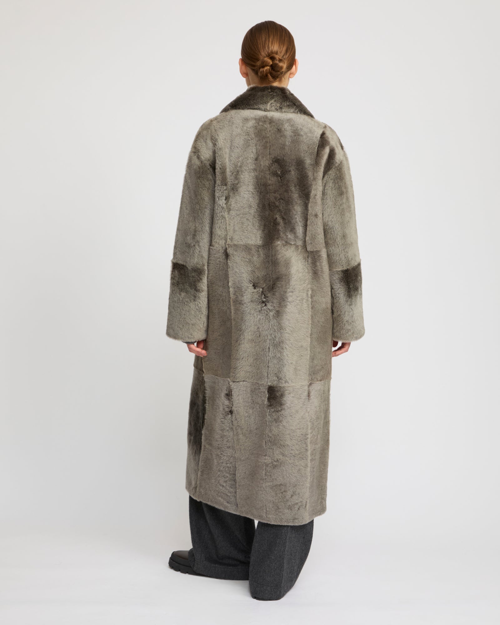 Long double-breasted shearling coat – Yves Salomon