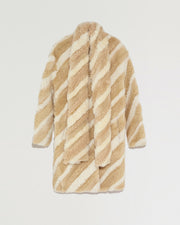 Manteau long en mérinos bouclé et peau lainée