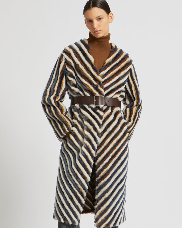 Long manteau en agneau mérinos et mérinillo