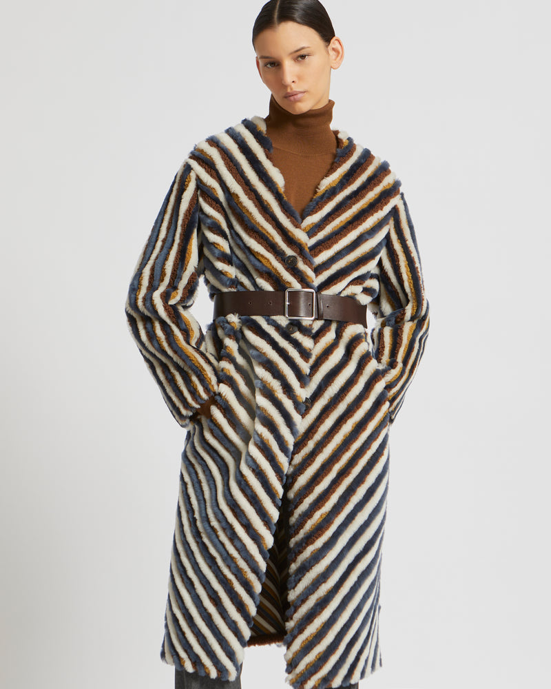 Long manteau en agneau mérinos et mérinillo