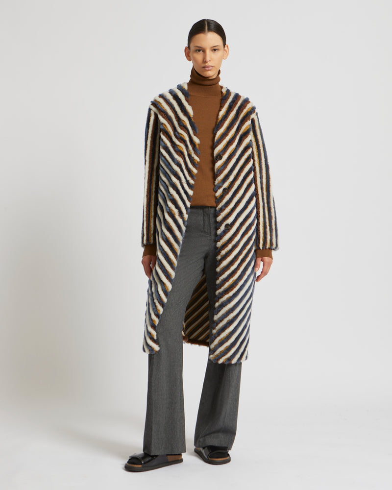Long manteau en agneau mérinos et mérinillo